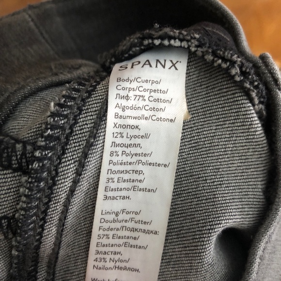 Spanx Gray High Rise Skinny Jeans Stretchy Pull On Shapewear Denim Elastic Comfy - Picture 12 of 13